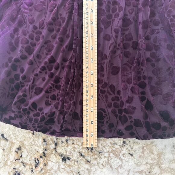 Tommy Hilfiger Puff Sleeve Burnout Dress 2 Velvet Floral Faux Wrap V Neck - Picture 12 of 13